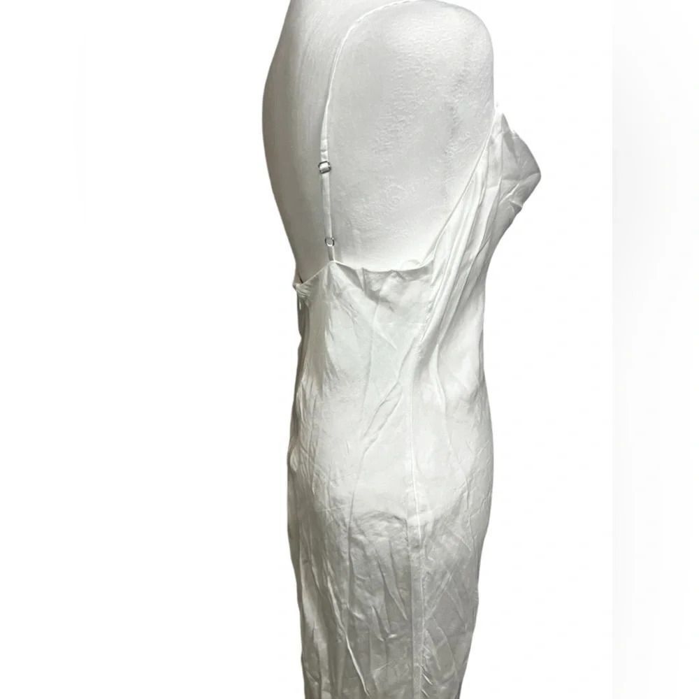 Bardot Slip Dress In Oyster large slit in front adjustable straps maxi - Picture 3 of 13
